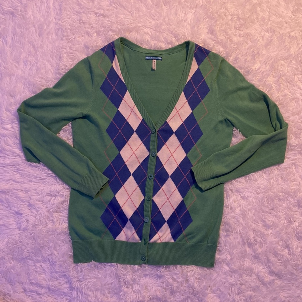 Preppy Argyle Cardigan
